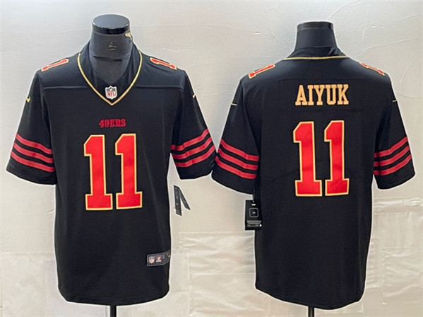 Men's San Francisco 49ers #11 Brandon Aiyuk Black Gold Stitched Jersey